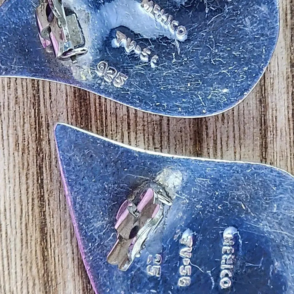 Vintage Taxco Sterling Modernist Clip-on earrings